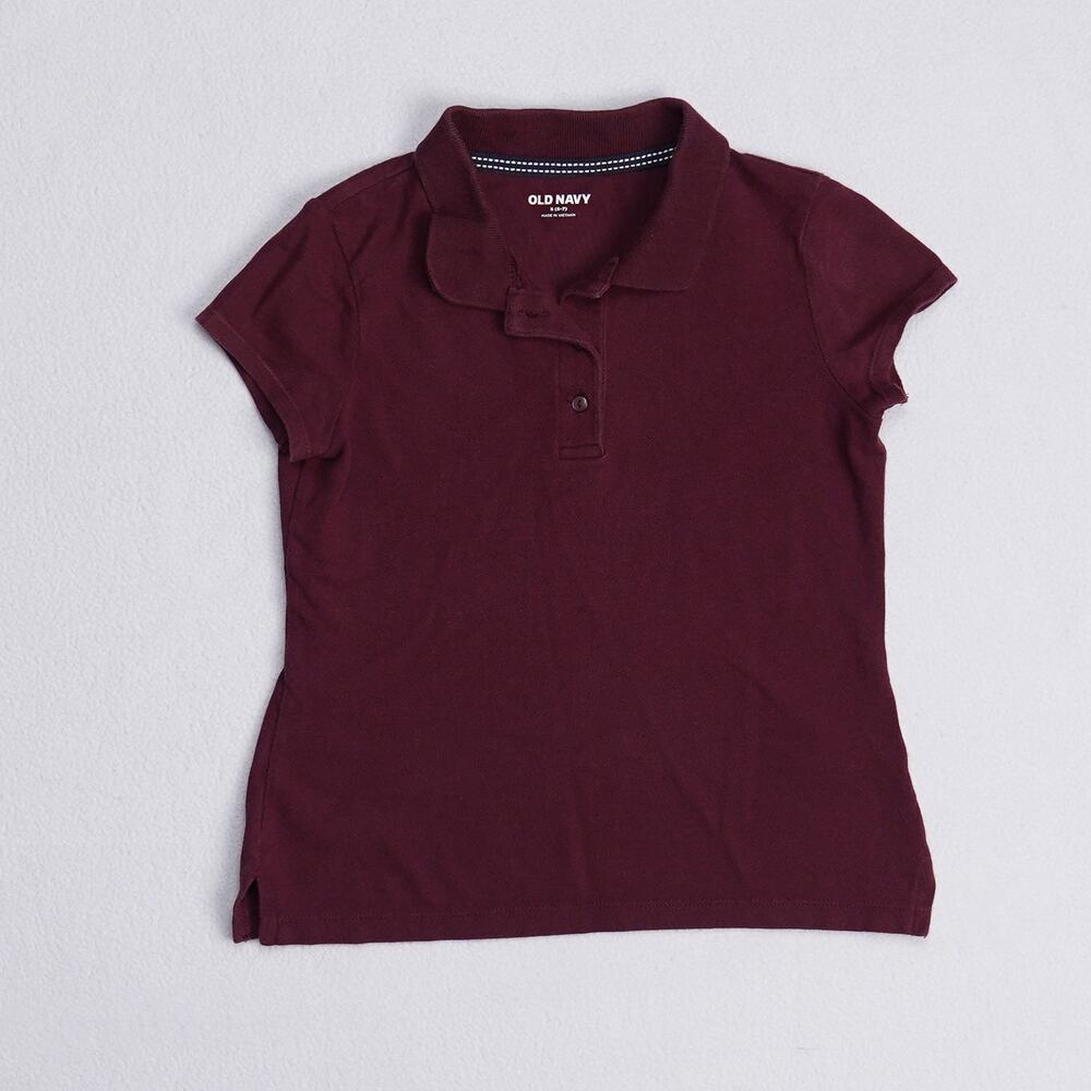 Old Navy Girls Polo Shirt Size S 6-7 Burgundy Short Sleeve Pique School Uniform